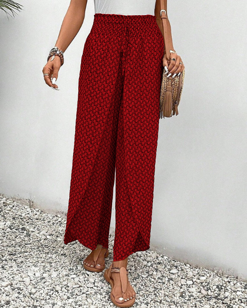 Clara Devereux | Printed Wide Leg Trousers For Women