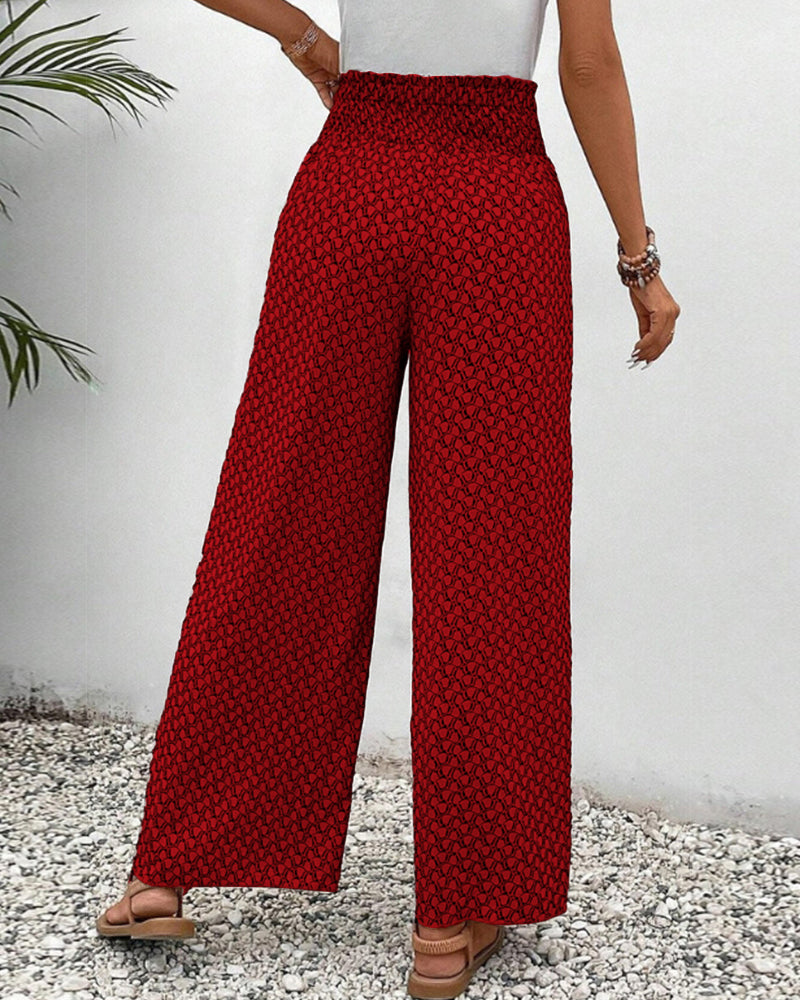 Clara Devereux | Printed Wide Leg Trousers For Women