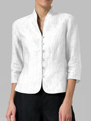 Genevieve Sinclair | Elegant Linen Button Jacket For Women