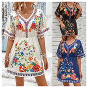 Clara Beaumont | Floral Boho Mini Dress For Women
