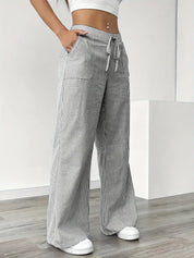 Juliette Morel | Striped Drawstring Wide Leg Trousers For Women