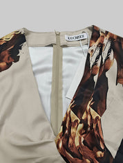 Sandra Littleton | Abstract Print Deep V-Neck Jumpsuit For Women