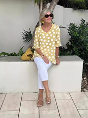 Chelsea Webster | Polka Dot Ruffle Blouse For Women
