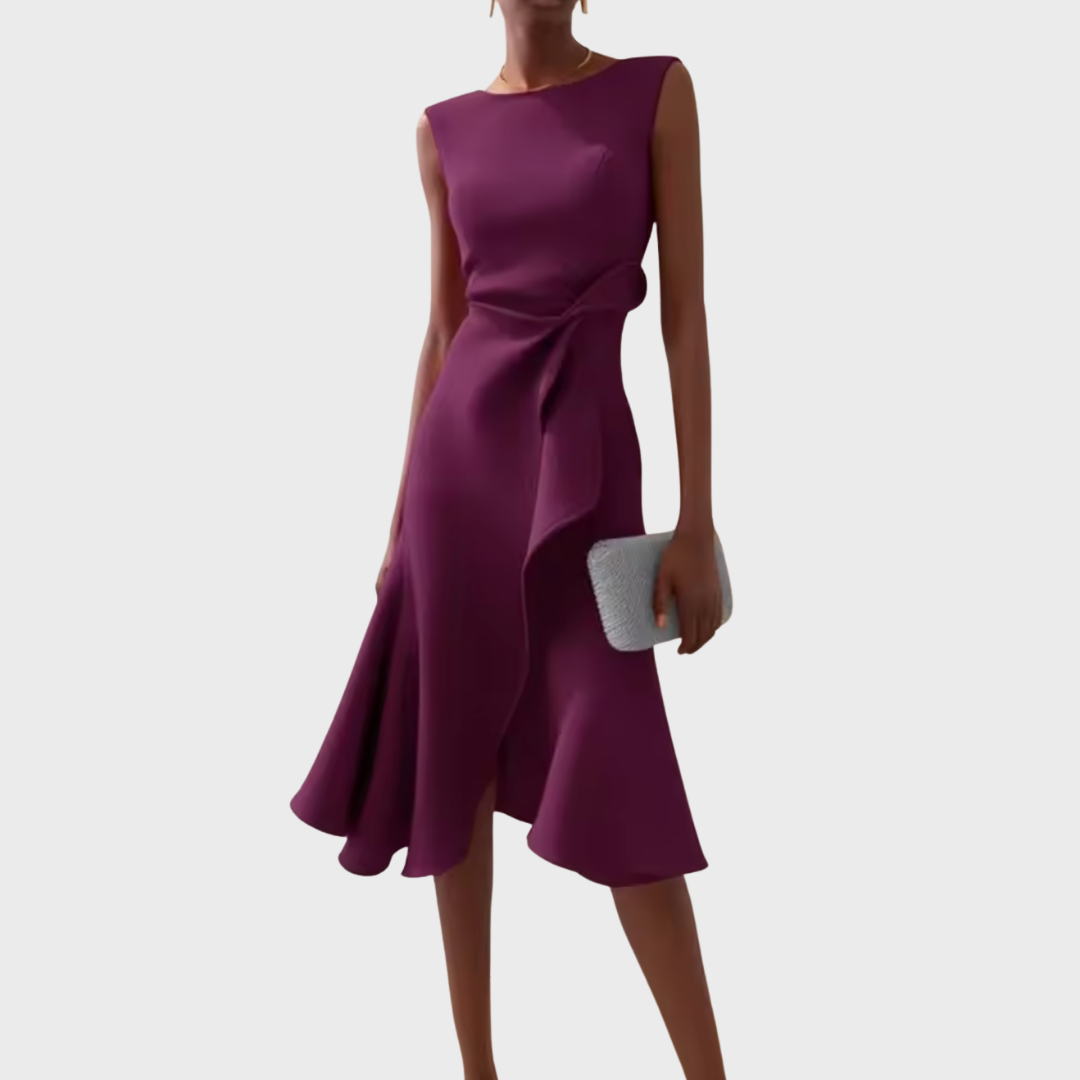 Valentina Rossi | Statement Red Midi Dress For Women