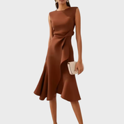 Valentina Rossi | Statement Red Midi Dress For Women