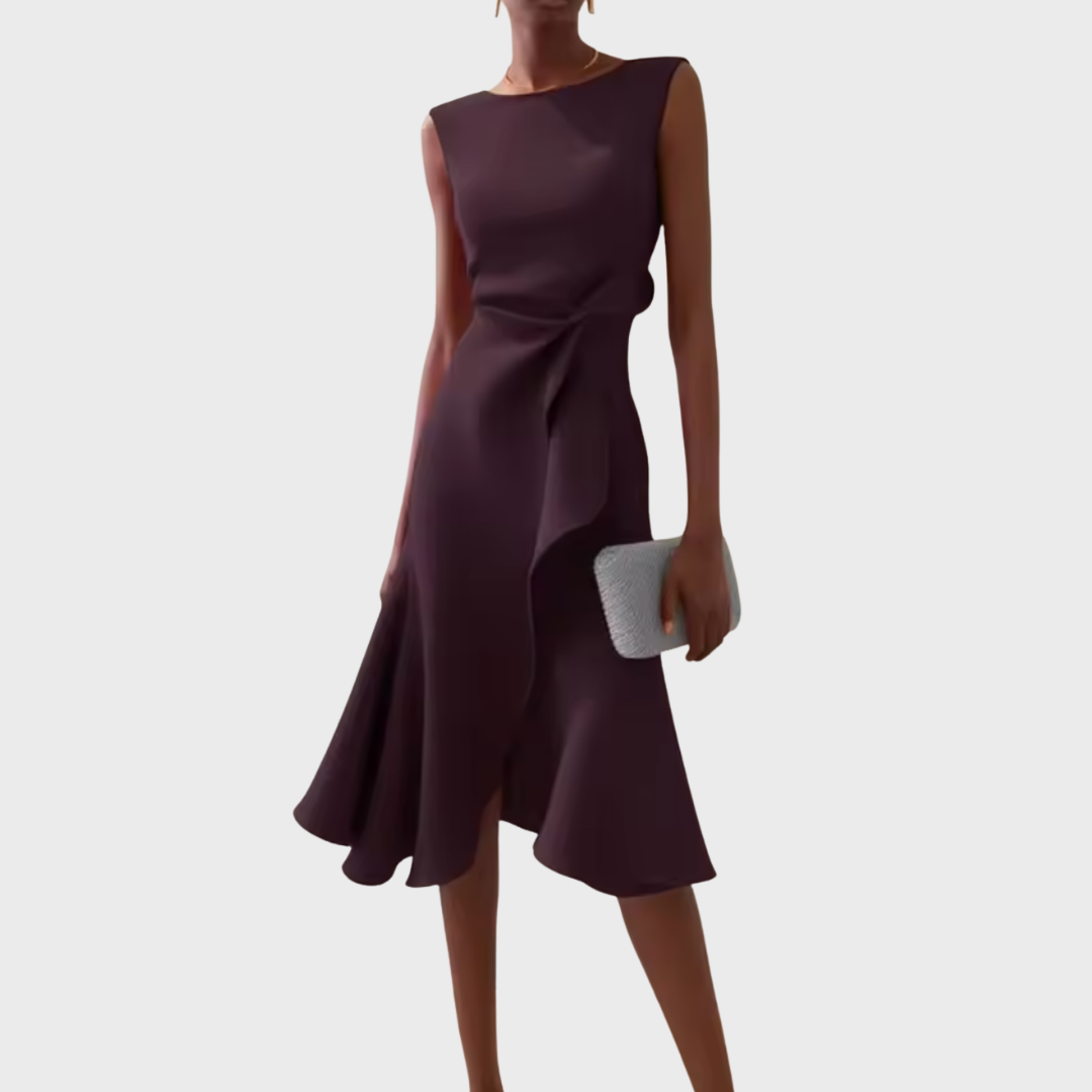 Valentina Rossi | Statement Red Midi Dress For Women