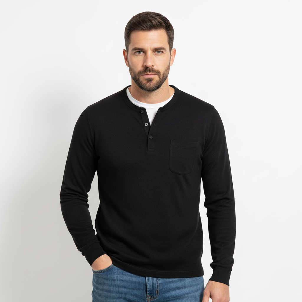 Daniel Moreau | Premium Henley Long Sleeve Shirt