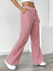 Juliette Morel | Striped Drawstring Wide Leg Trousers For Women