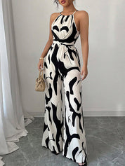 Quinn Hollman | White Printed Halter Jumpsuit For Women