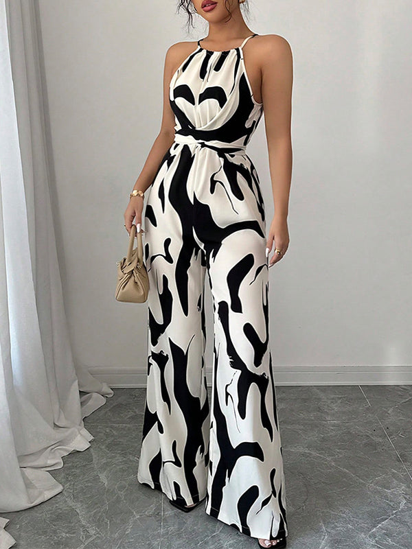 Quinn Hollman | White Printed Halter Jumpsuit For Women