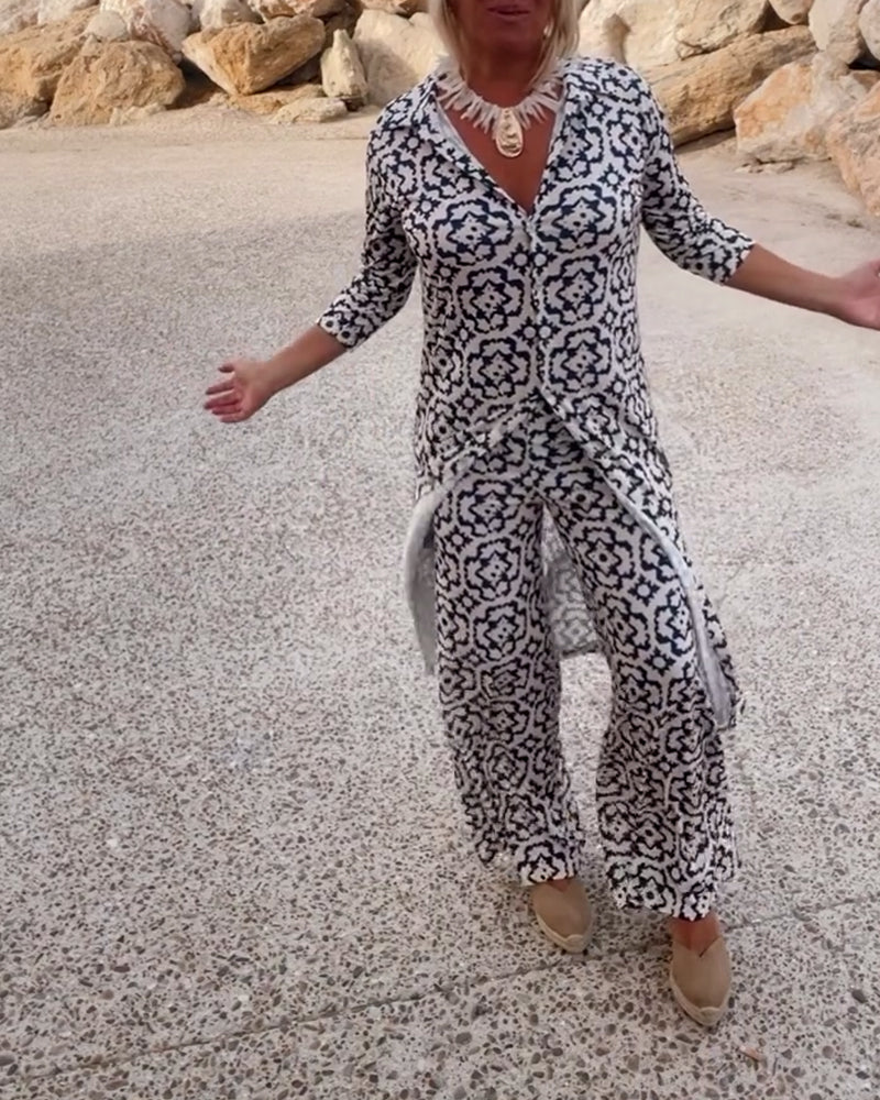 Alyssa Kirk | Printed Two-Piece Tunic Set For Women
