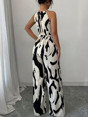 Quinn Hollman | White Printed Halter Jumpsuit For Women