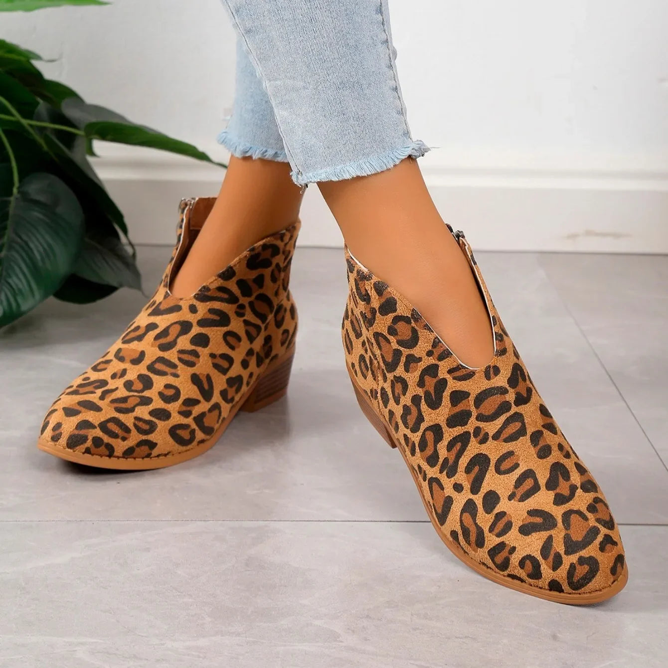 Vivienne Laurent | Leopard Print Ankle Boots For Women