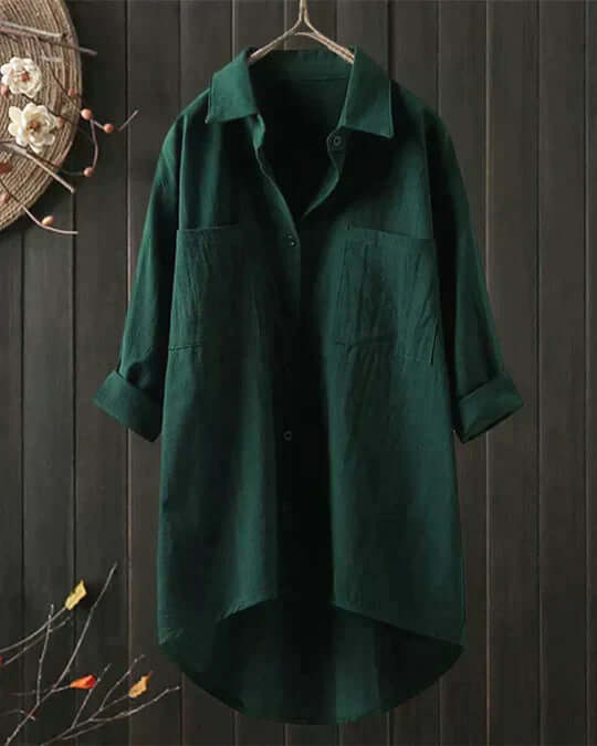 Amélie Laurent | Oversized Linen Longline Shirt For Women
