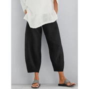 Dominique Lavarre | Linen Cropped Harem Pants in Khaki