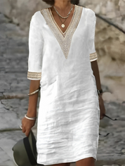 Bianca Moretti | Linen V-Neck Dress For Women
