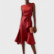 Valentina Rossi | Statement Red Midi Dress For Women
