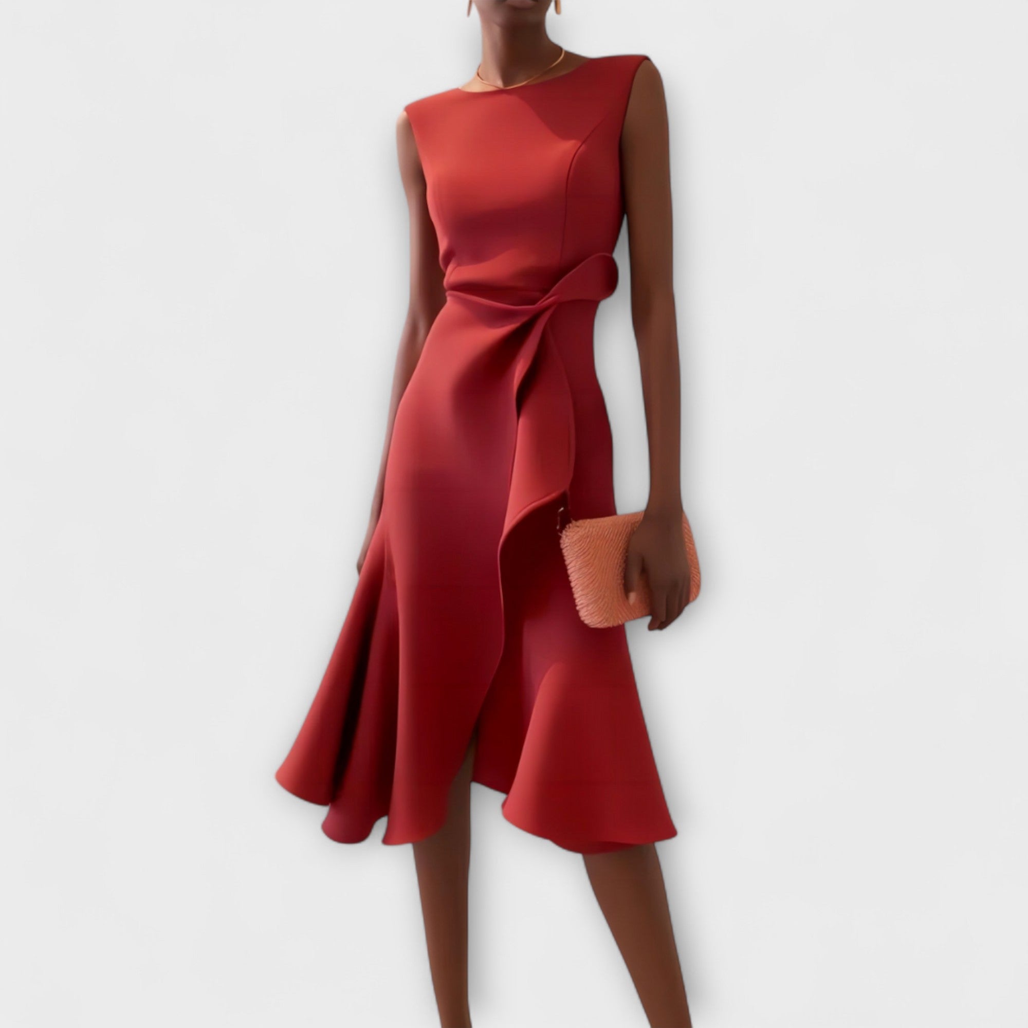 Valentina Rossi | Statement Red Midi Dress For Women
