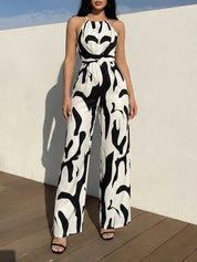 Quinn Hollman | White Printed Halter Jumpsuit For Women