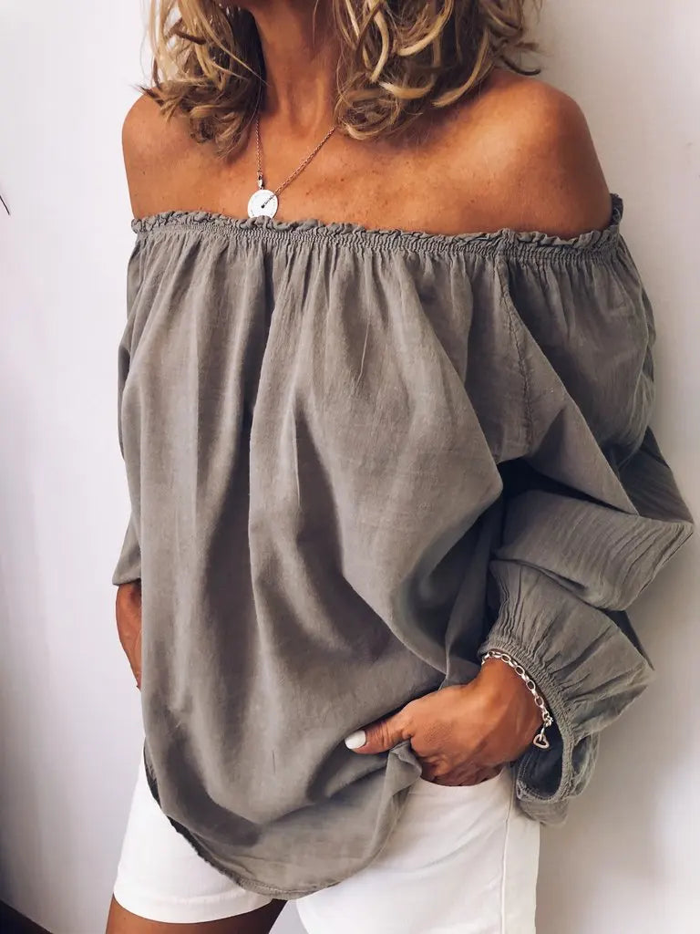 Charlotte Bellini | Off-Shoulder Linen Blouse For Women
