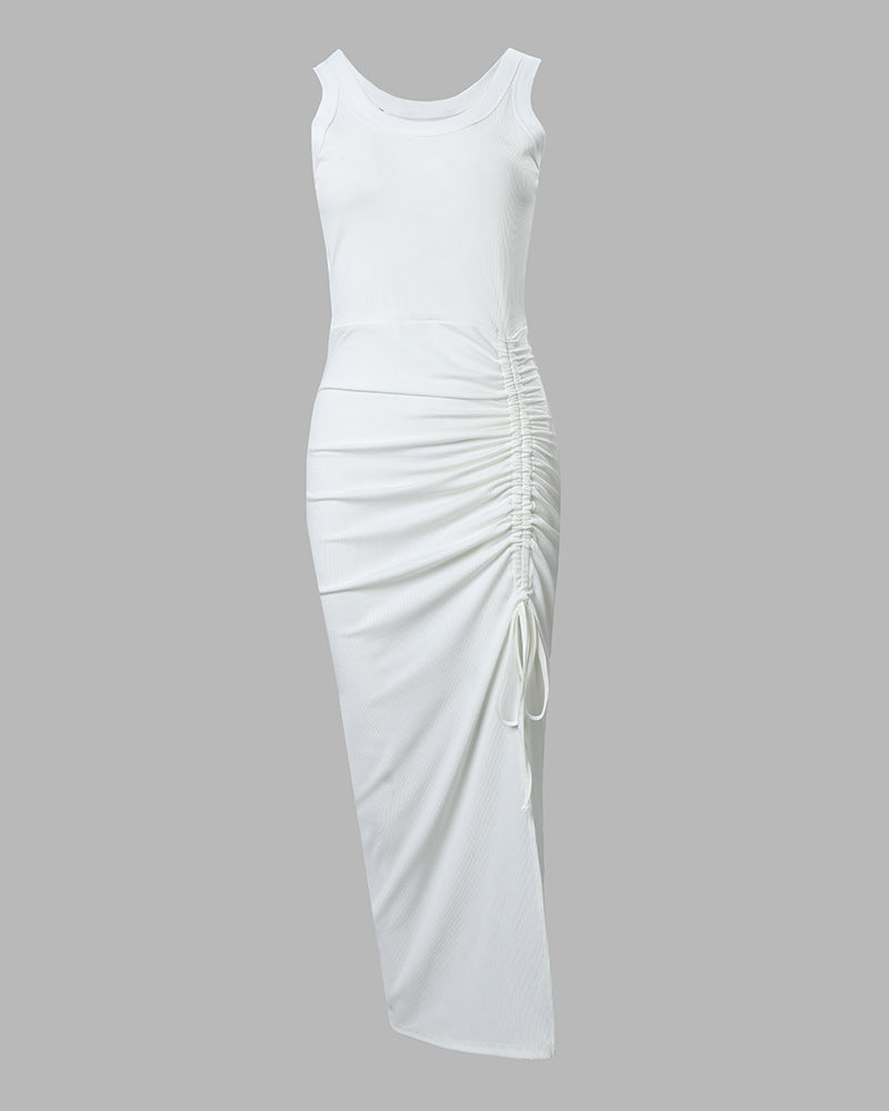 Sophie Beaumont | Elegant White Ruched Maxi Dress For Women