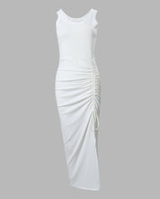 Sophie Beaumont | Elegant White Ruched Maxi Dress For Women