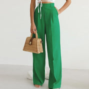 Alessia Romano | Vibrant High-Waist Wide Leg Trousers For Women