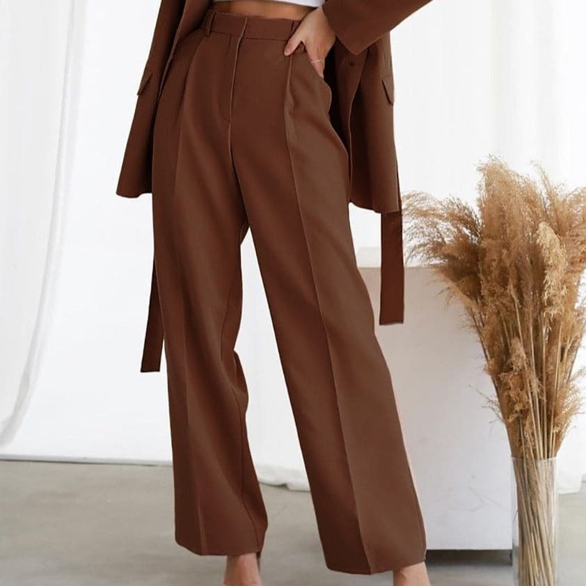 Alessia Romano | Vibrant High-Waist Wide Leg Trousers For Women