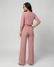 Valentina Rosière | Pink Wide-Leg Tailored Crop Top & Trouser Set
