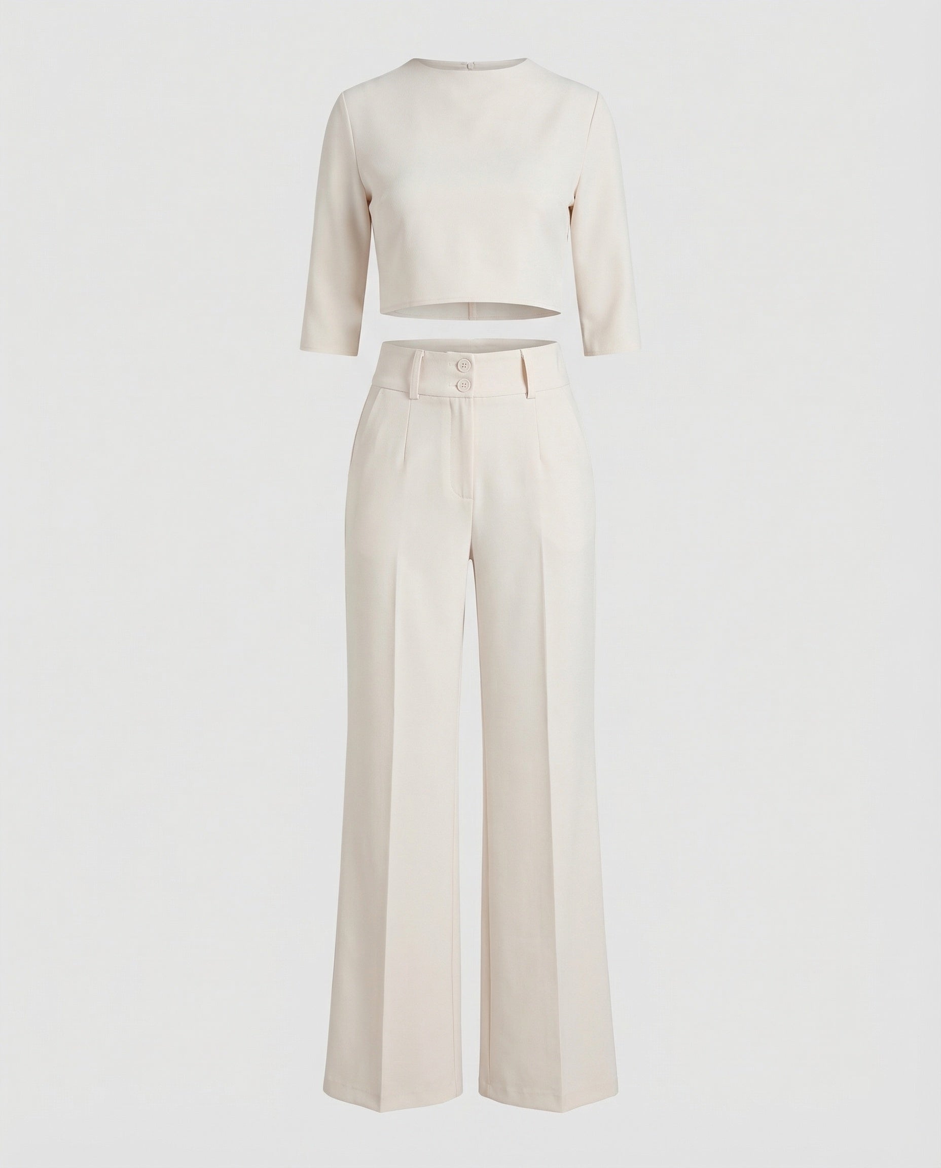 Valentina Rosière | Pink Wide-Leg Tailored Crop Top & Trouser Set