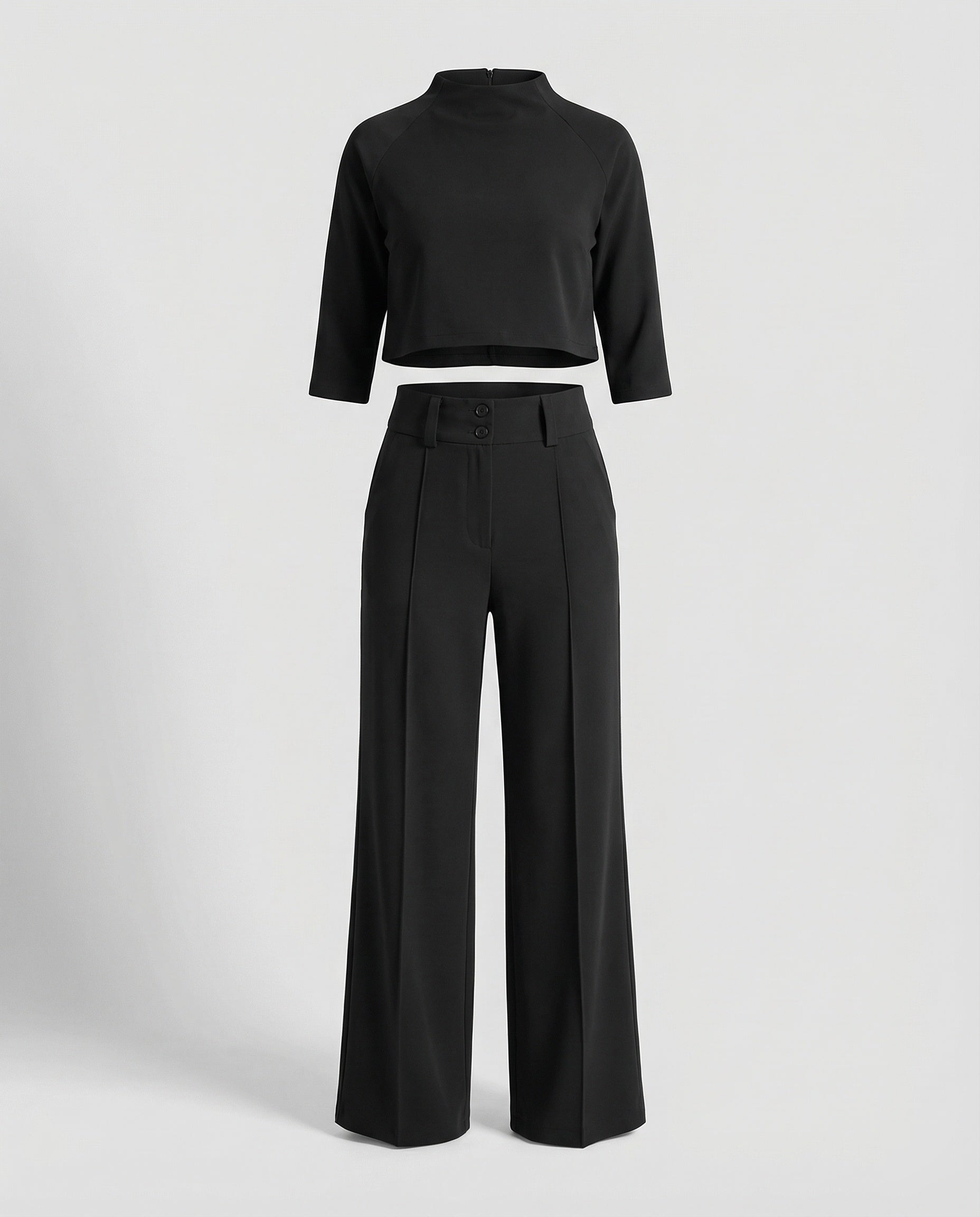 Valentina Rosière | Pink Wide-Leg Tailored Crop Top & Trouser Set