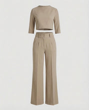 Valentina Rosière | Pink Wide-Leg Tailored Crop Top & Trouser Set