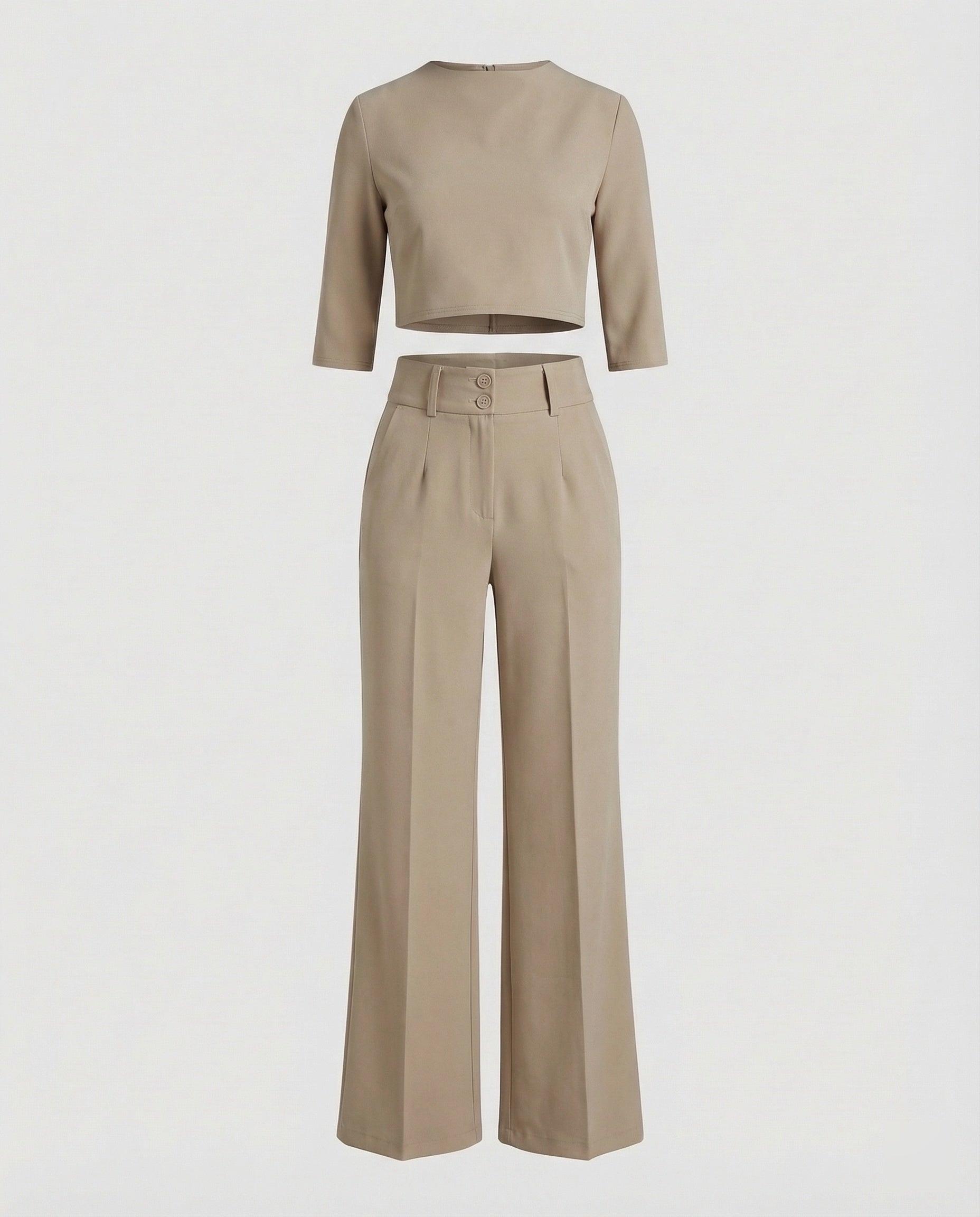 Valentina Rosière | Pink Wide-Leg Tailored Crop Top & Trouser Set