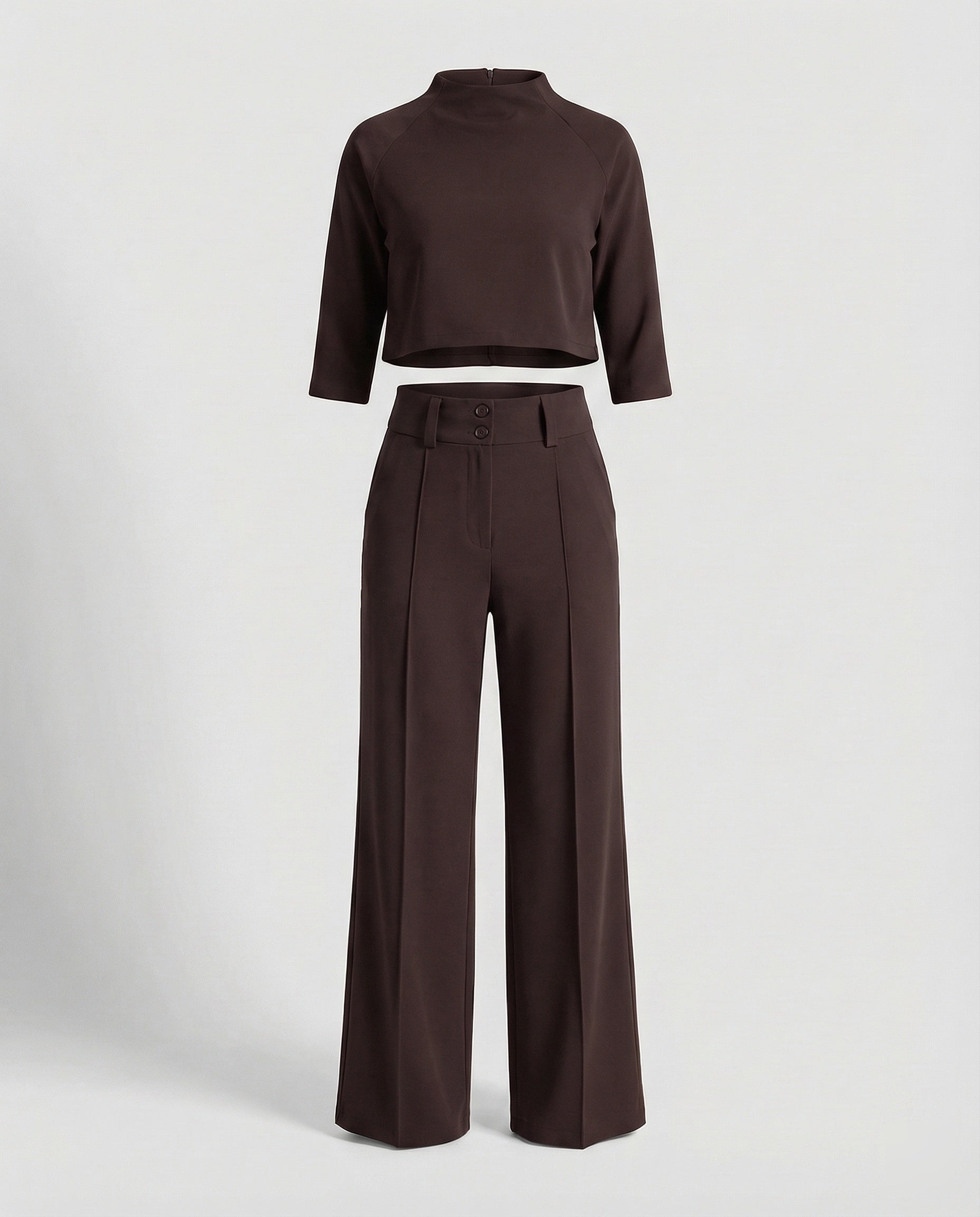 Valentina Rosière | Pink Wide-Leg Tailored Crop Top & Trouser Set