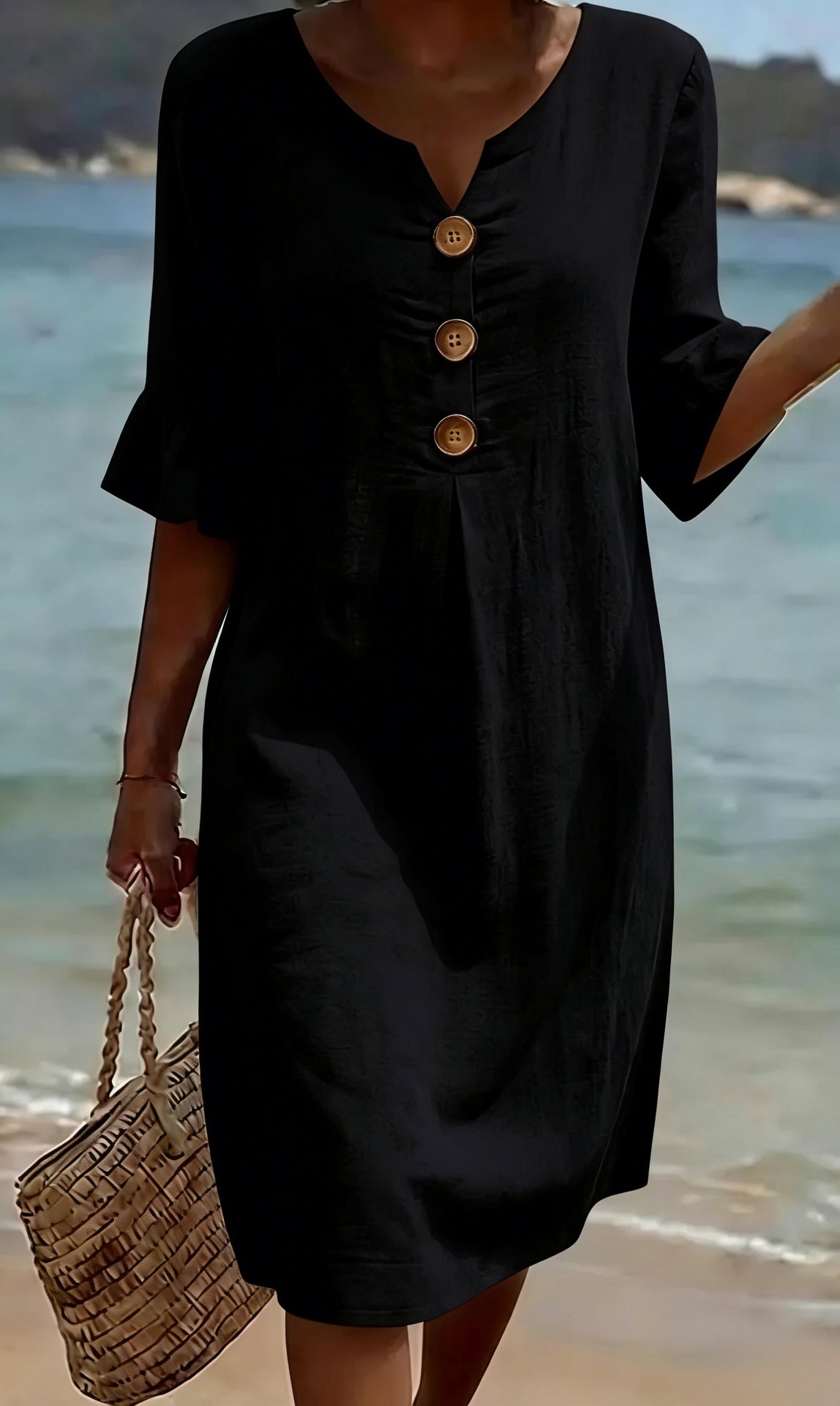 Eleanor Ashford | Casual Button Midi Dress For Women