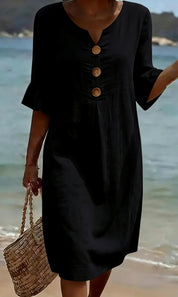 Eleanor Ashford | Casual Button Midi Dress For Women