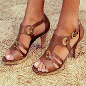 Nicole Frye | Vintage Strap Heeled Sandals For Women