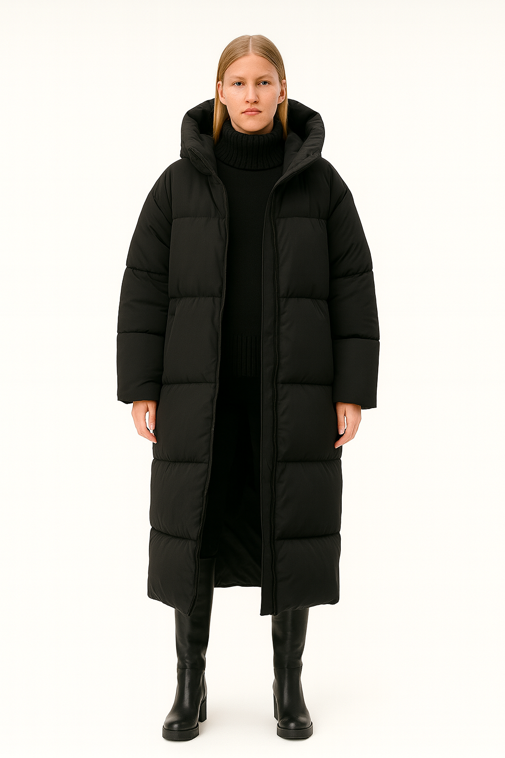 Elena Frost | Longline Hooded Puffer Coat