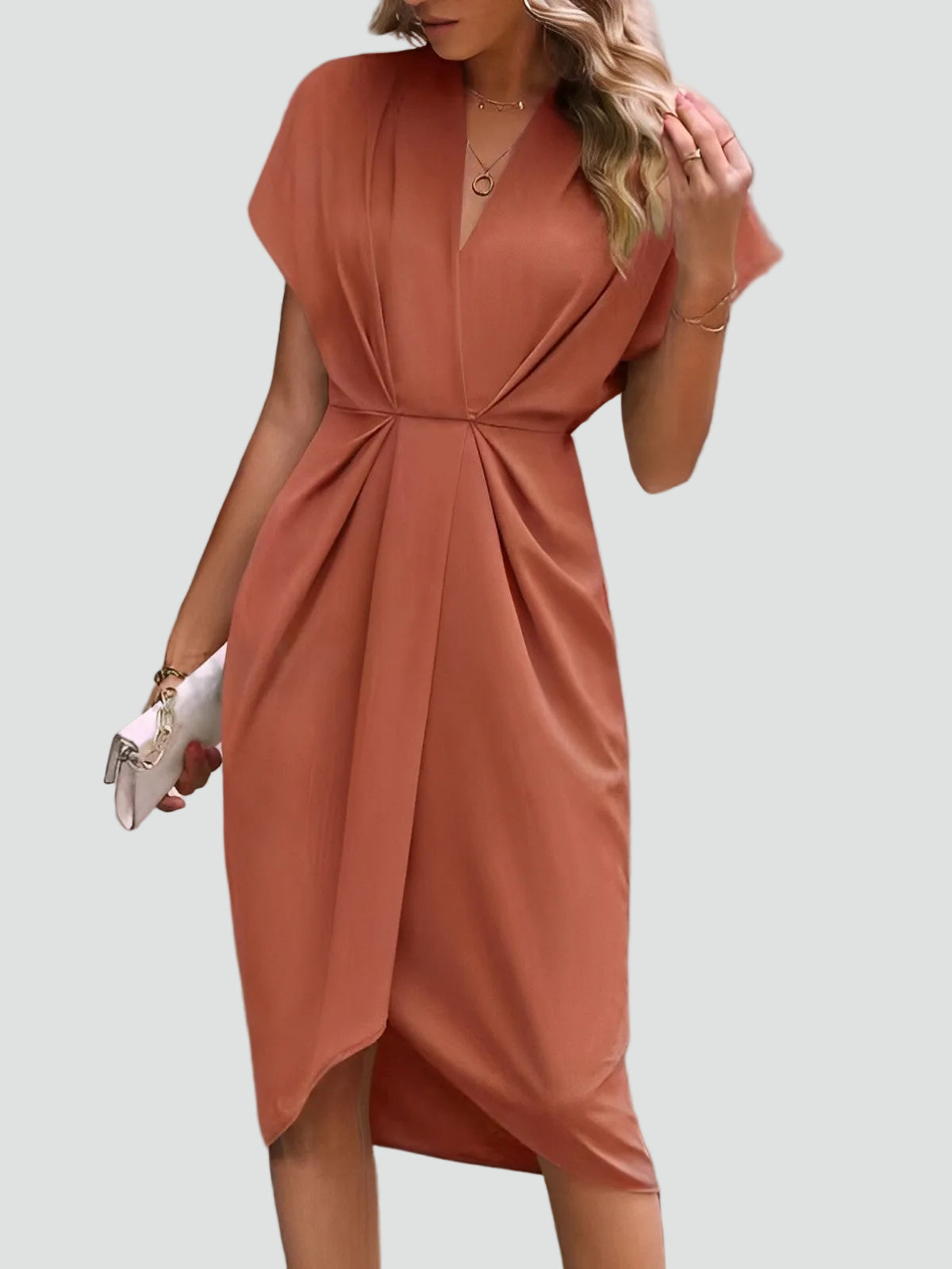 Camille Beaumont | Elegant Wrap Midi Dress For Women