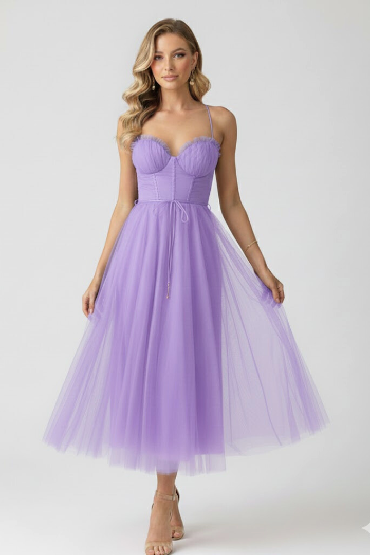 Juliette Sinclair | Pink Tulle Midi Dress For Women