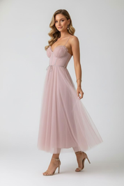 Juliette Sinclair | Pink Tulle Midi Dress For Women