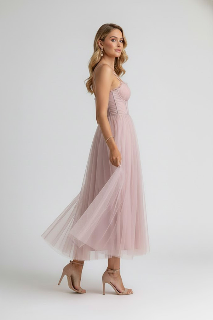Juliette Sinclair | Pink Tulle Midi Dress For Women