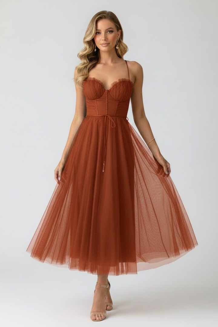 Juliette Sinclair | Pink Tulle Midi Dress For Women