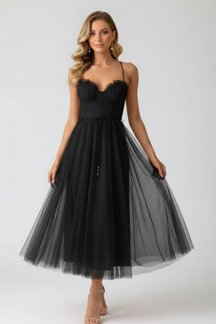 Juliette Sinclair | Pink Tulle Midi Dress For Women