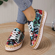 Lucienne Morel | Floral Zip Lace-Up Sneakers For Women