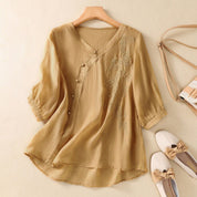 Candice Wallace | Asymmetrical Button Tunic Blouse For Women