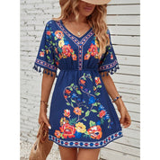 Clara Beaumont | Floral Boho Mini Dress For Women
