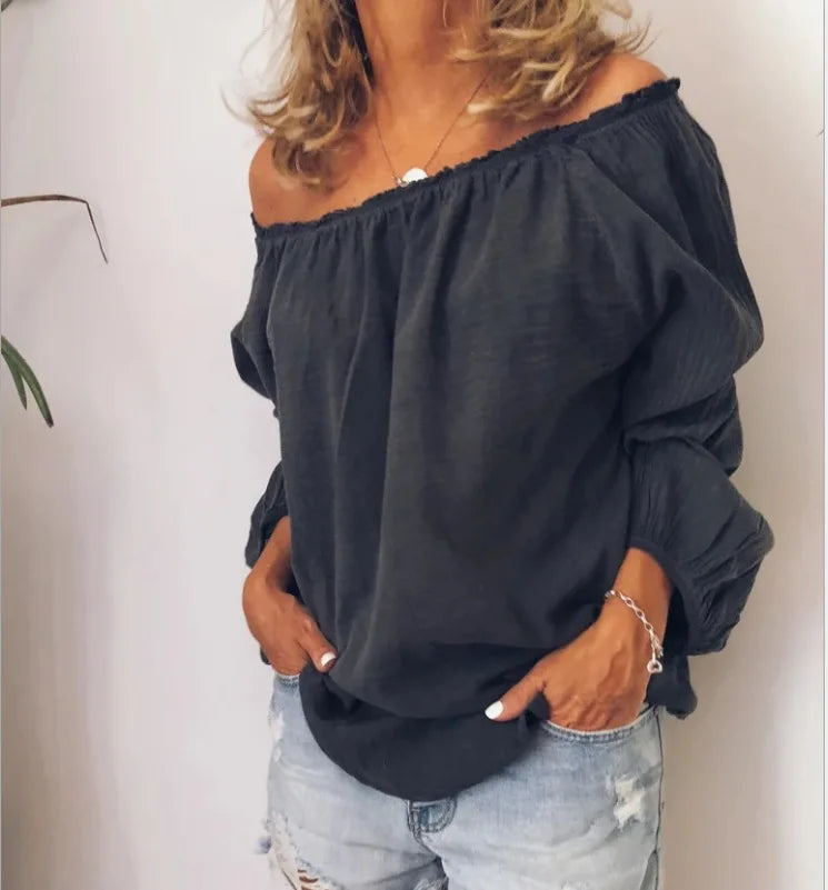 Charlotte Bellini | Off-Shoulder Linen Blouse For Women