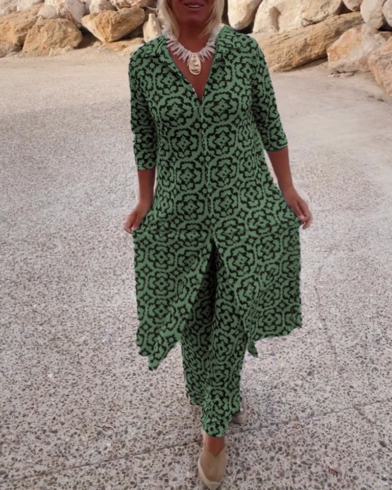 Alyssa Kirk | Printed Two-Piece Tunic Set For Women