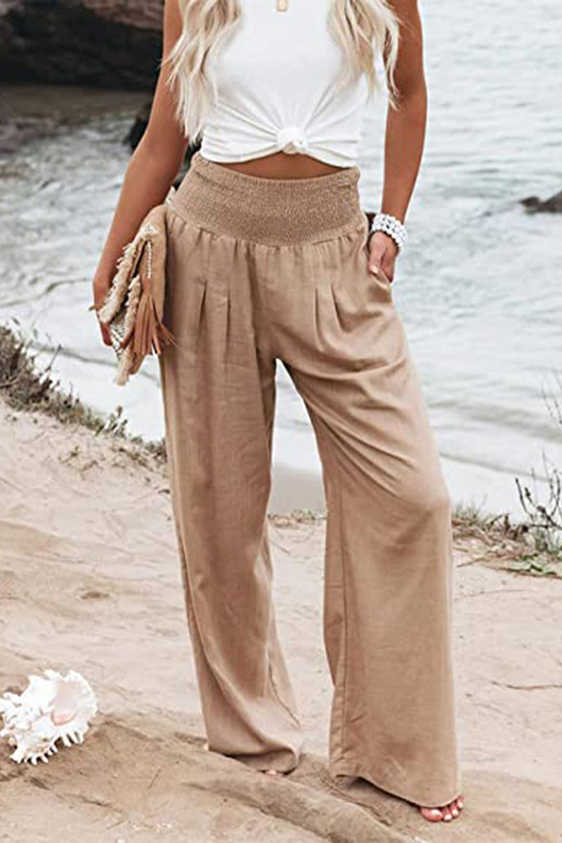 Colette Dubois | Smocked Waist Wide Leg Trousers For Women